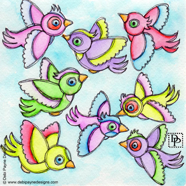Image: Eight flying birds