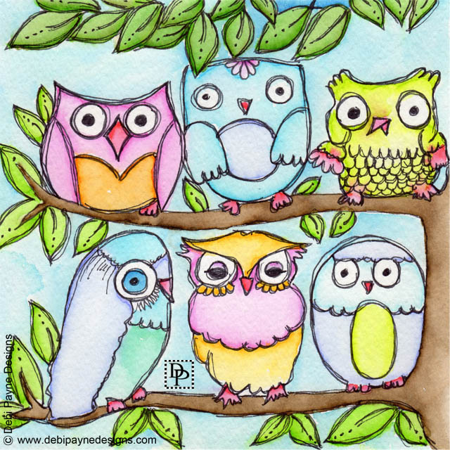 Image: Six Hooting Owls