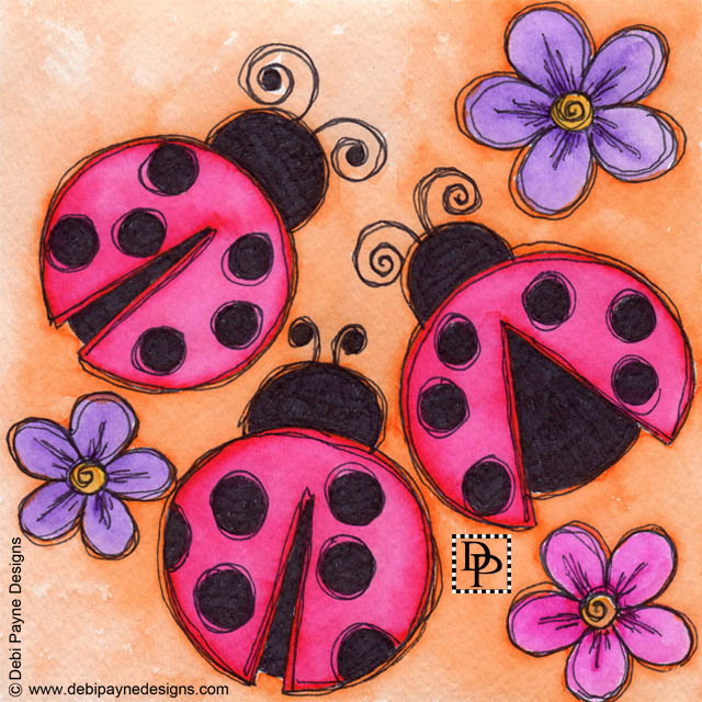 Image: three ladybugs