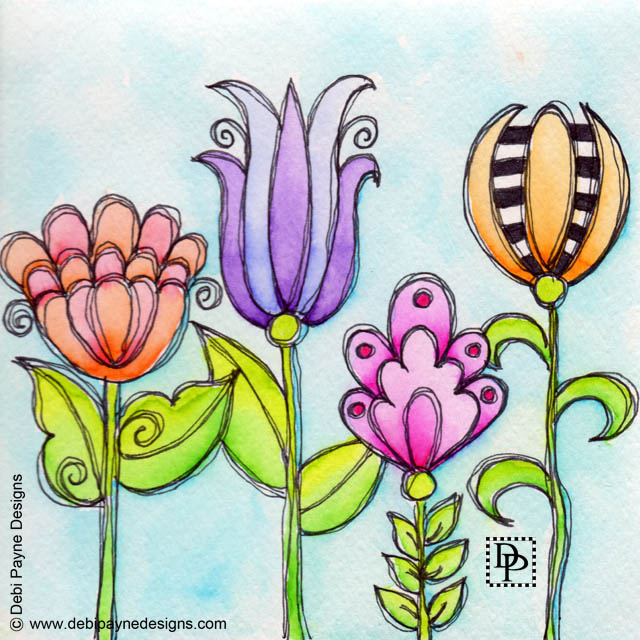Image: Four Doodle Flowers
