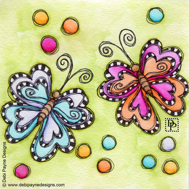 Image: Two whimsical butterflies